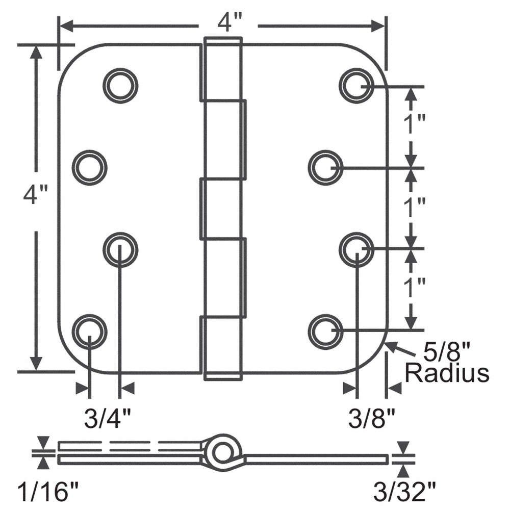 GRAINGER APPROVED 56-179SCH Butt Hinge,Steel,125.0 lb. Load Cap.,PR 451K15