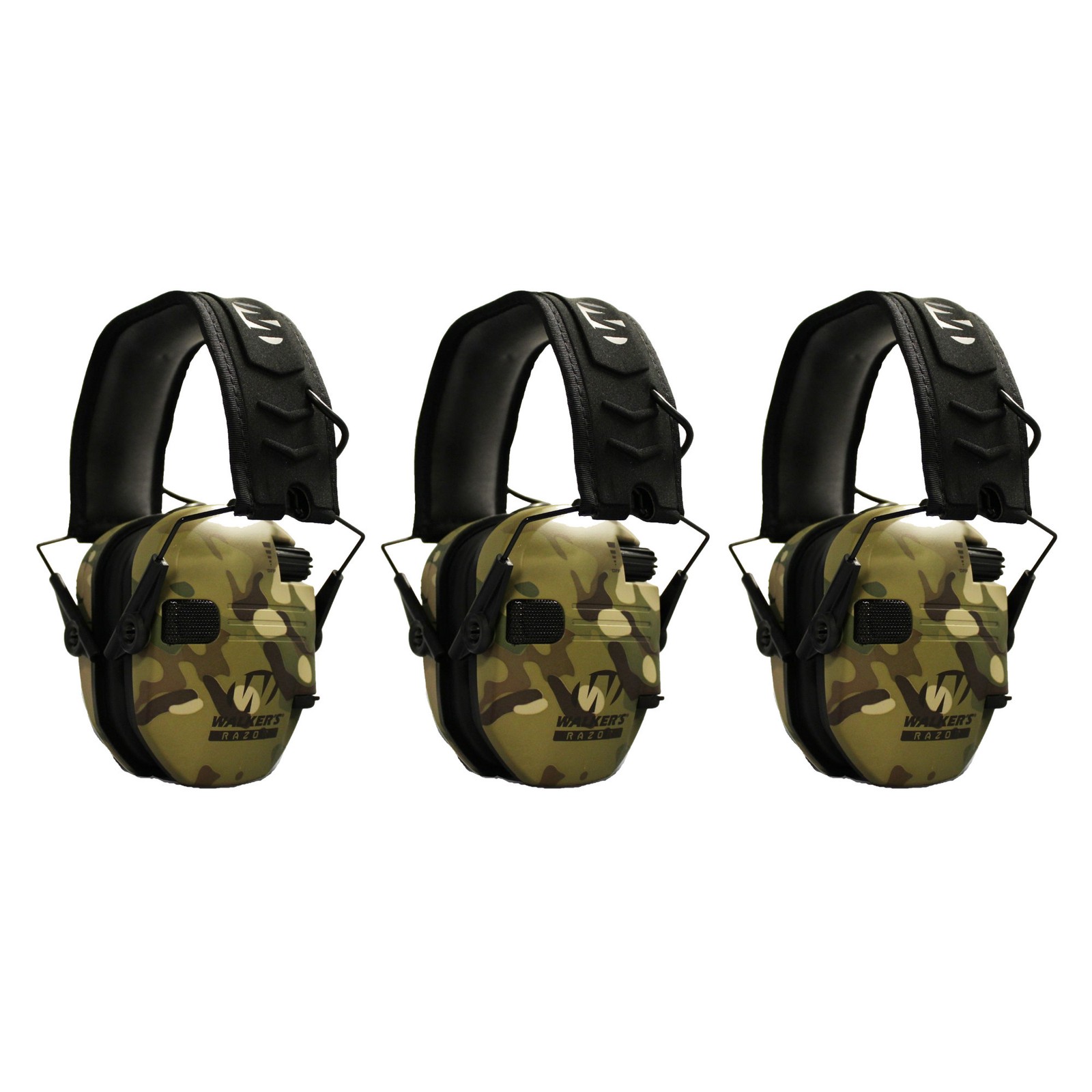 Walkers Razor Slim Electronic Shooting Muffs 3 Pack Multi Cam Camo Tan