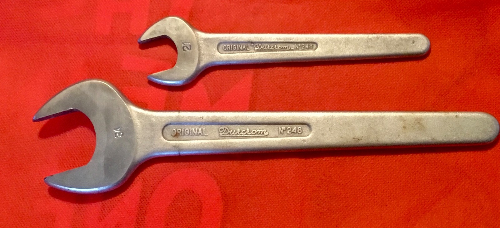 Vtg USAG Original Durcrom No. 248 Vanadium Extra Hydraulic Wrenches Size 21 & 34