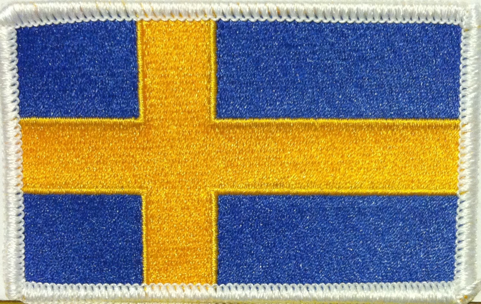 Sweden Flag Embroidered Iron-On Patch Military  Emblem White Border