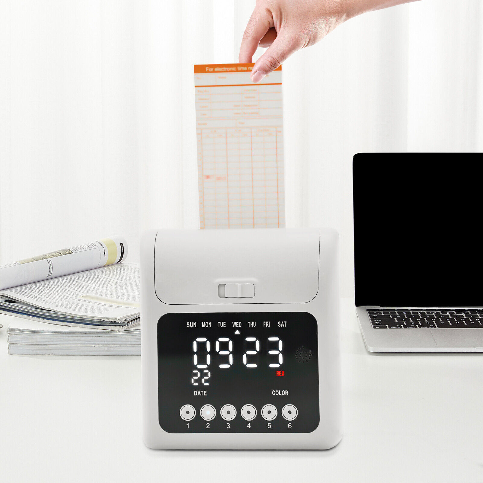 Employee Time Clock Card Machine Calculating Attendance Punch Built-in Music New