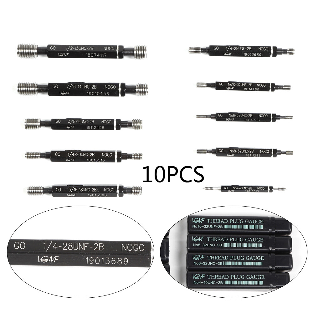 10 Pcs UNC/UNF Thread Plug Gage Gauge Set Double End Go And No Go H28 SKD11