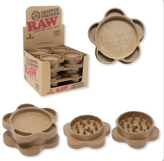 RAW Rolling Papers Gripper Grinder TWO PIECE USA Hemp Plastic Fine Grinder