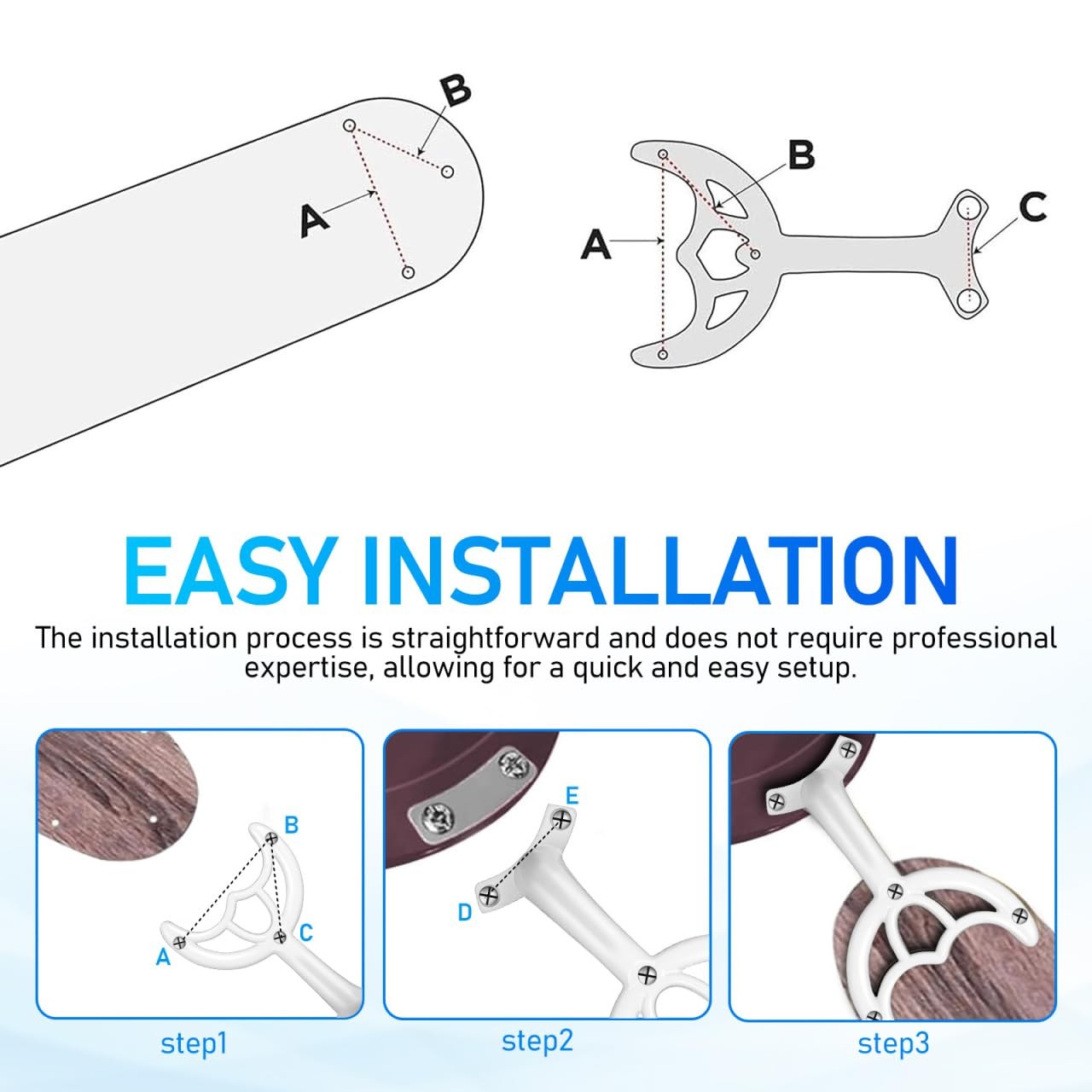 Ceiling Fan Blade Arms Replacement - 52'' White Finish Fan Blade Replacement ...