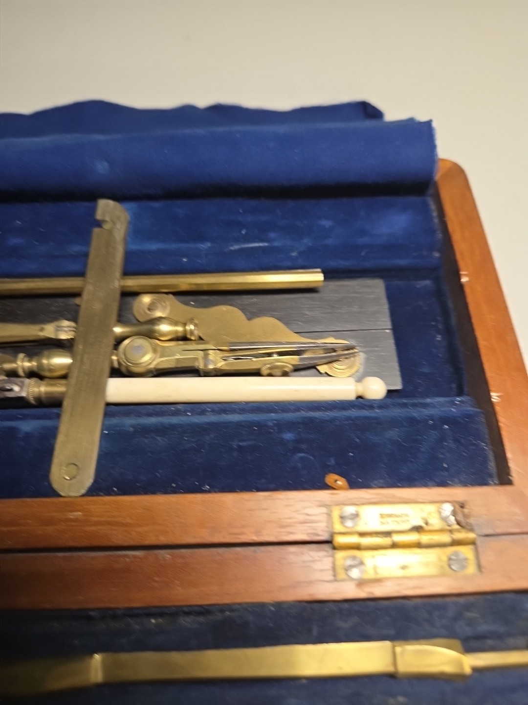 Antique Technical Mathematical Drawing Instruments Set Geometry in Wood Box