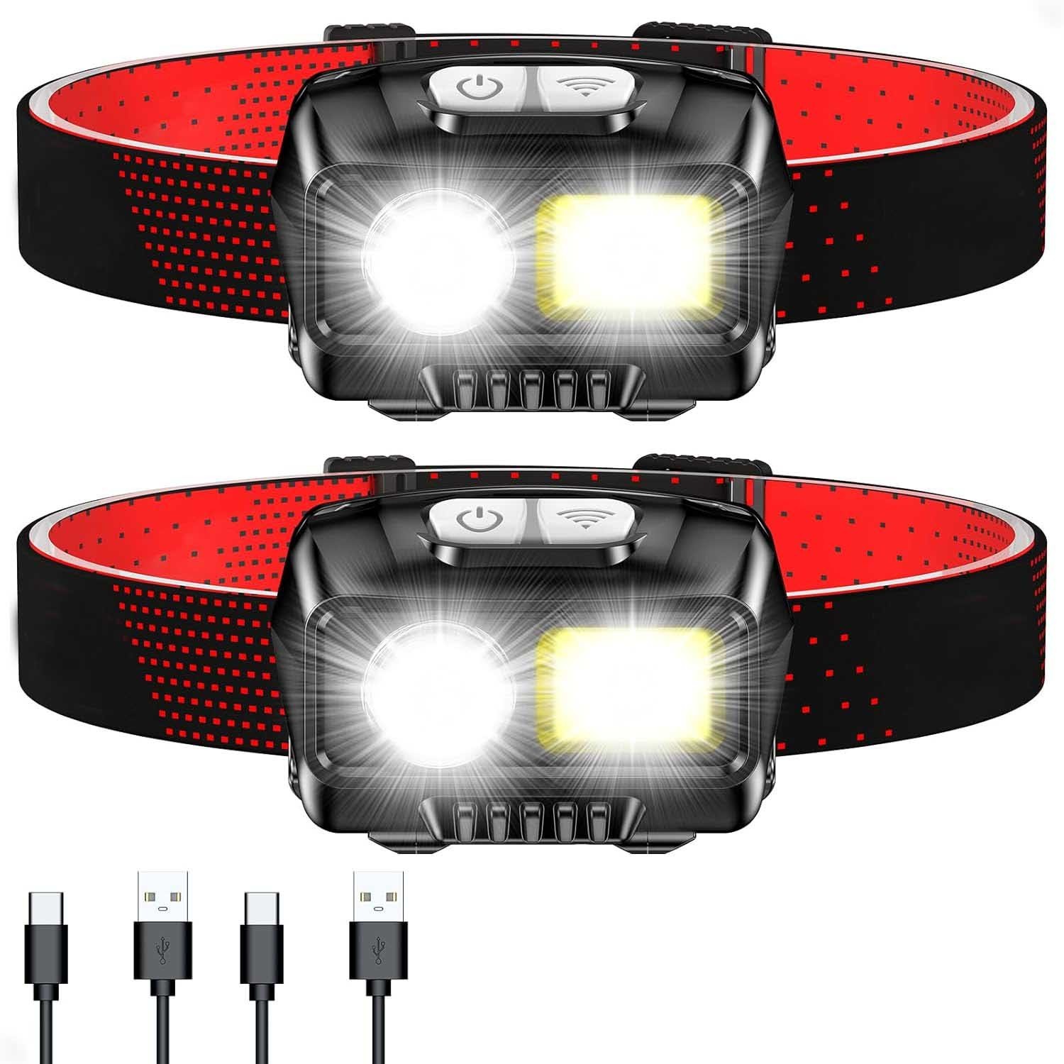 Linterna frontal LED recargable, 2000 L de alta luminosidad, superbrillante, reg