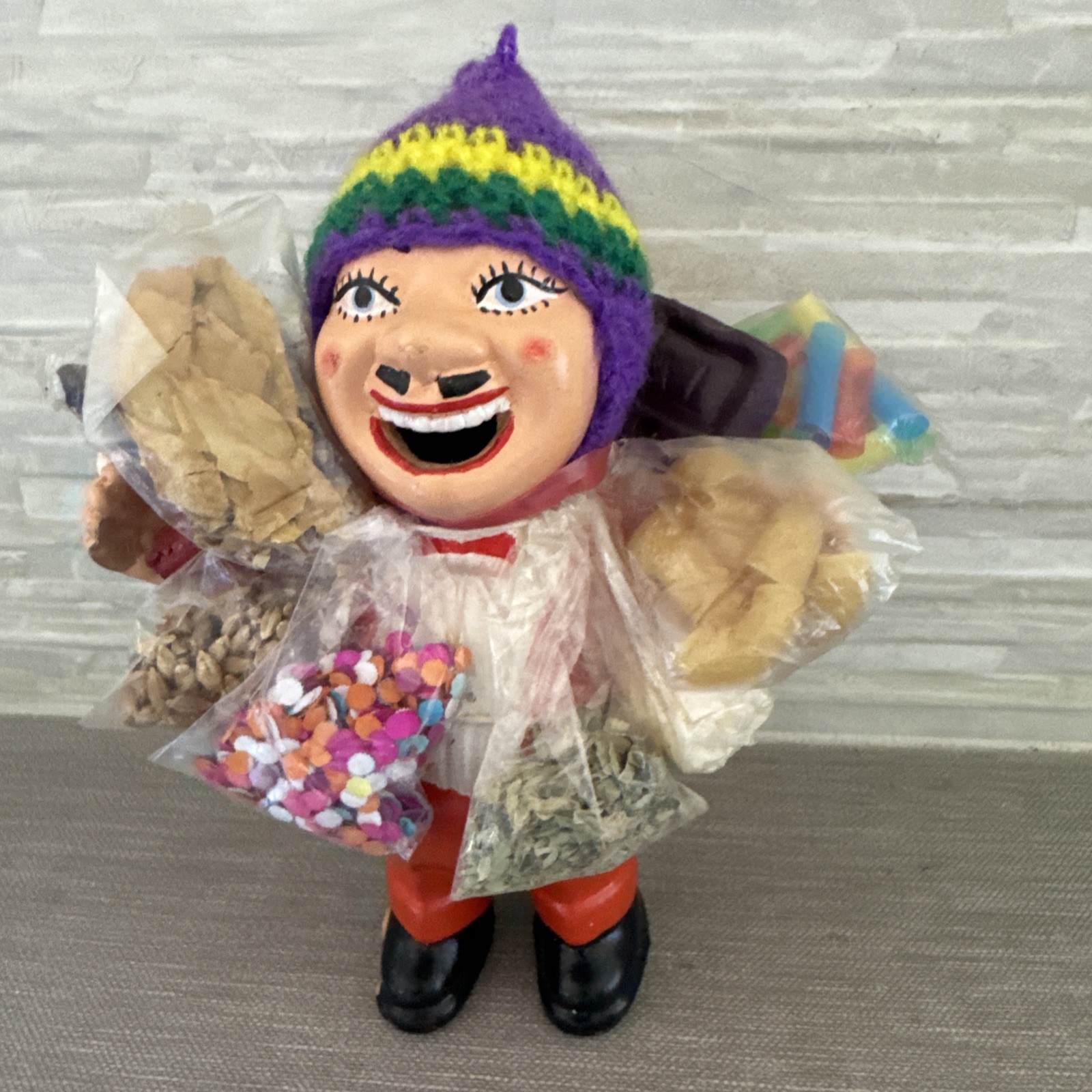 Vintage Clay Folk Art Figurine Ekeko  EKKO Money Abundance Alasita Bolivian  7”