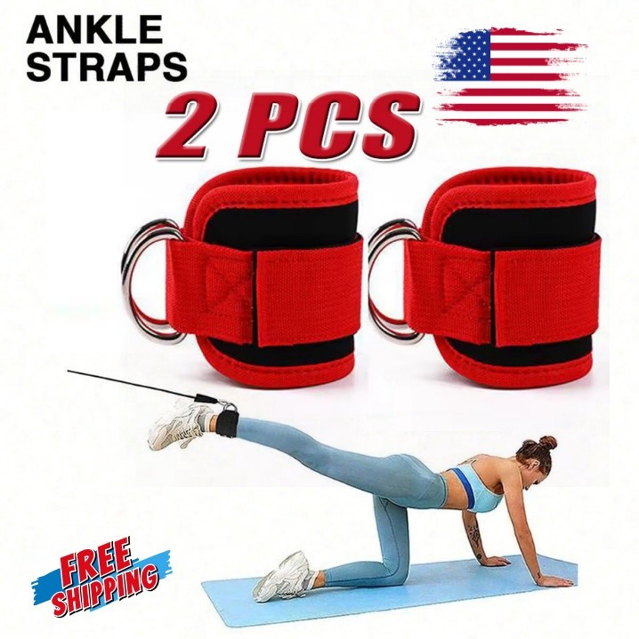 2PCS Premium Ankle Straps for Cable Machines – Gym Kickback & Leg Workout
