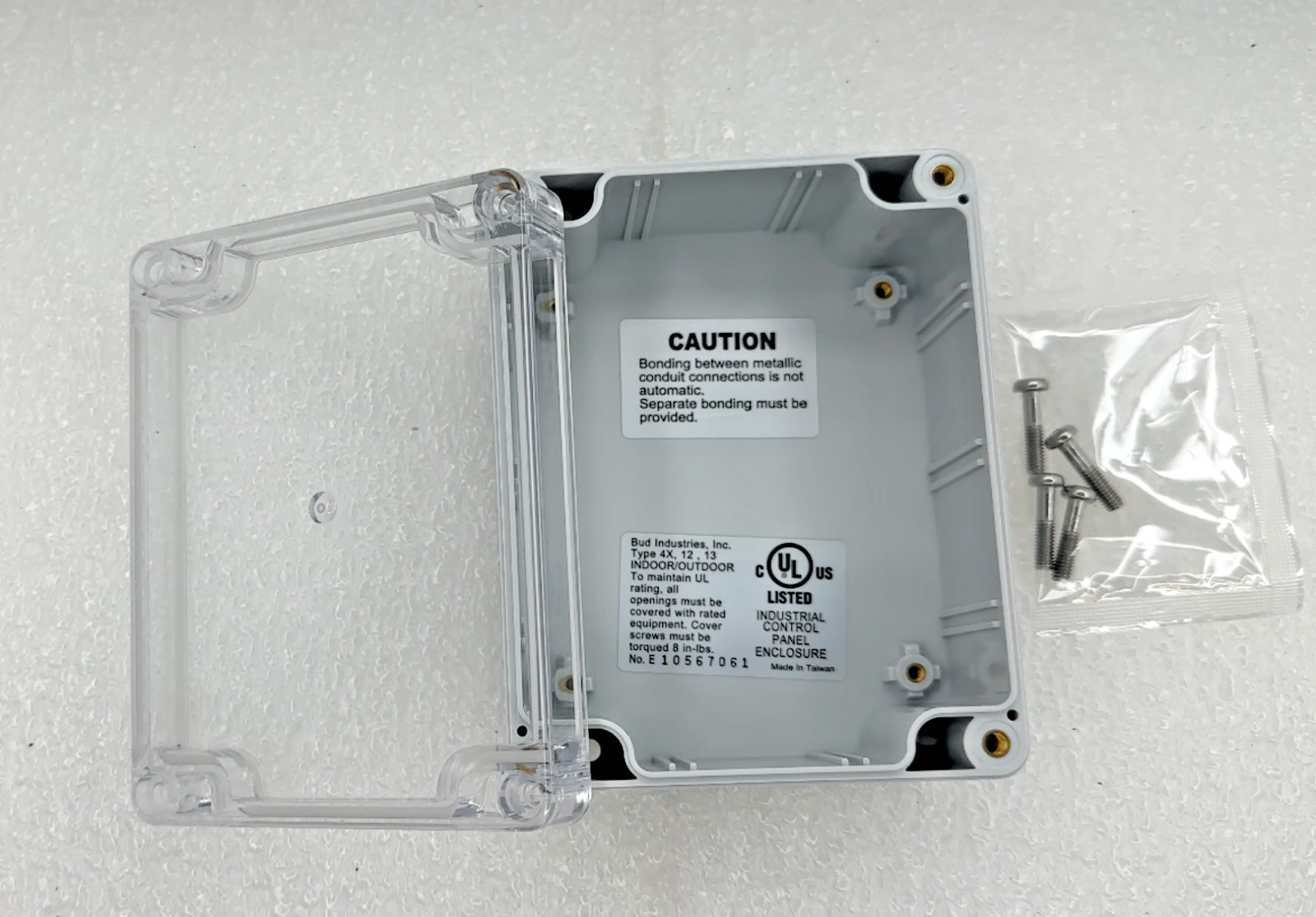 *New in Bag* BUD Industries PN-1323-C Polycarbonate NEMA 4x Box w/ Clear Cover