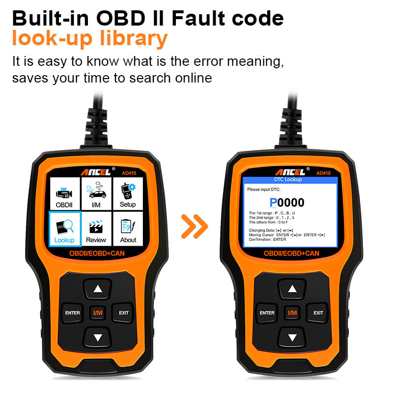 ANCEL AD410 OBD2 Scanner Car Diagnostic Scan Tool Check Engine Fault Code Reader