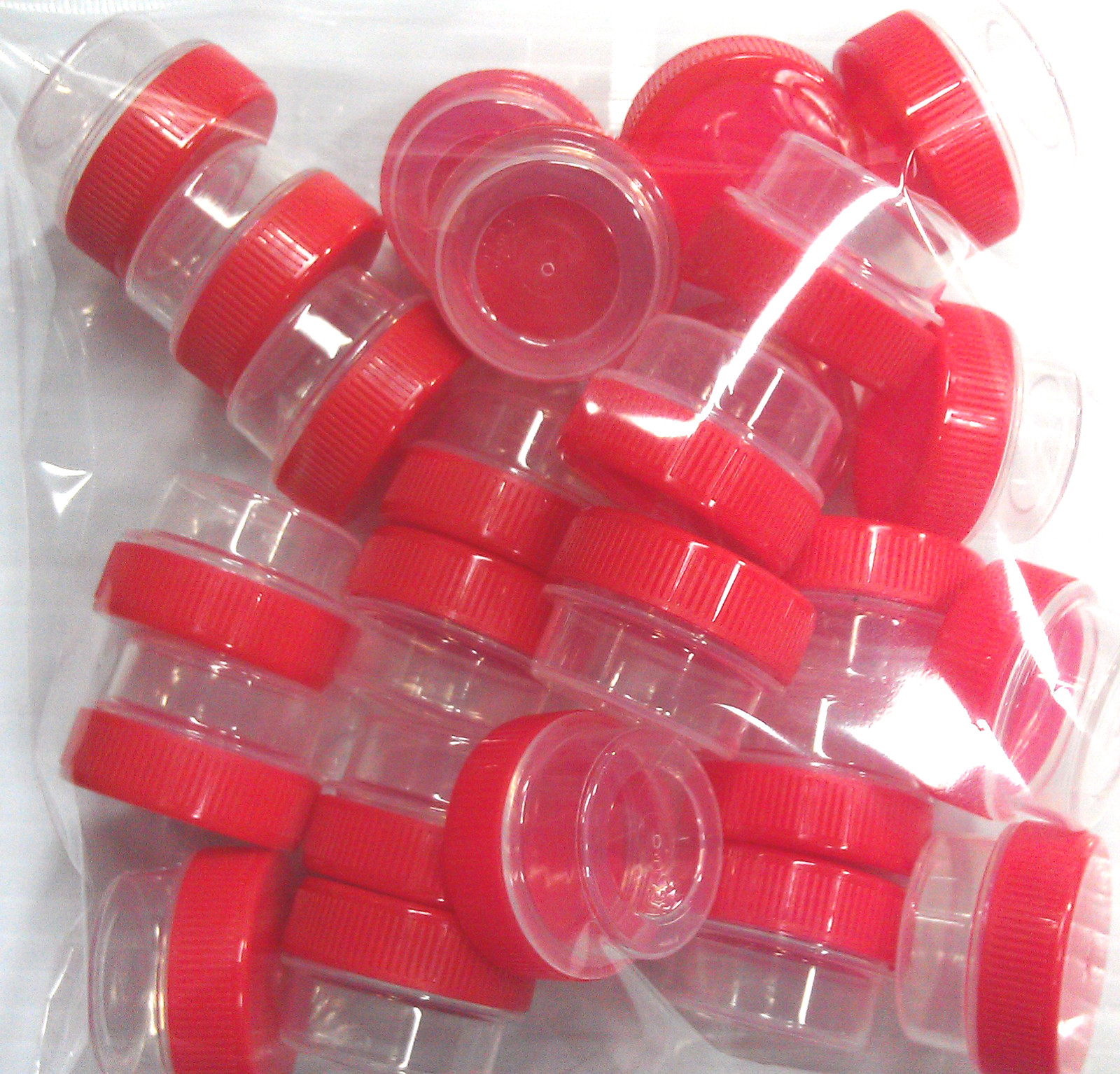 15 Red screw cap top lid 1tsp .25oz CLEAR JARS storage container #3301 DecoJars