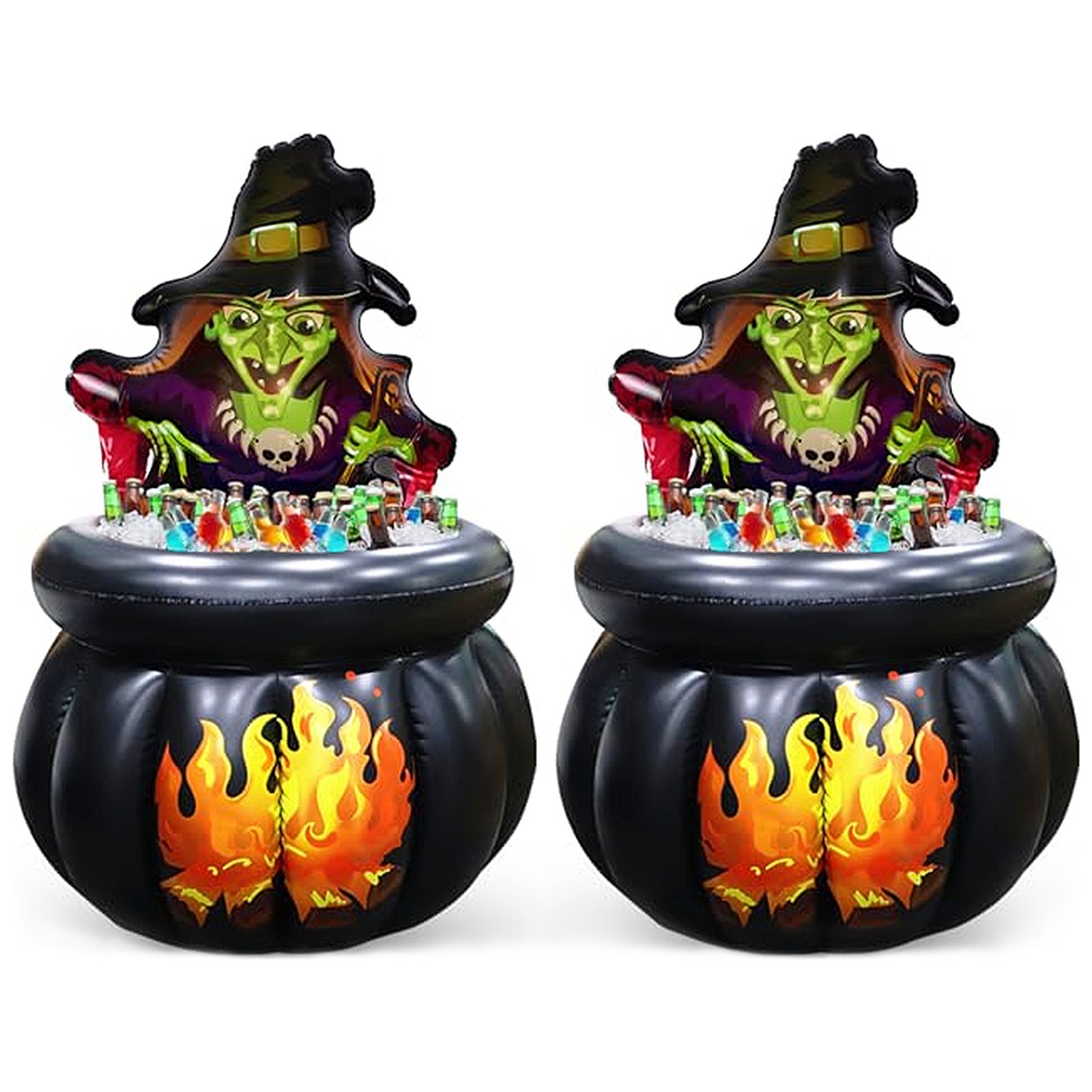 2 Pack Halloween Inflatables Cooler 48" Witch Cauldron Drink Bucket Party Decor