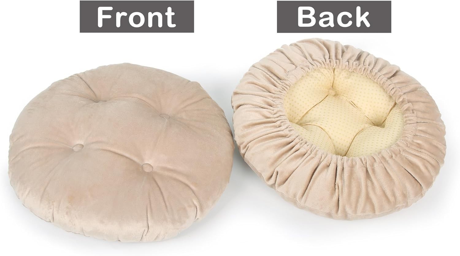 Soft Velvet 12" Round Stool Cushion with Non-Slip Backing - Machine Washable