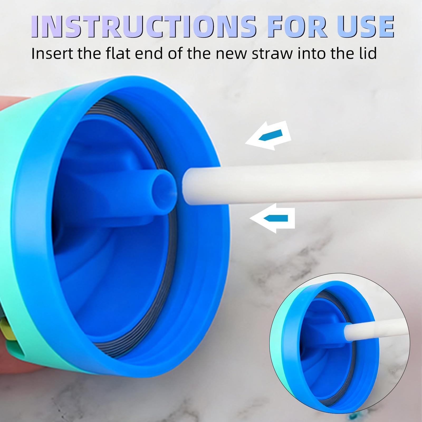 Replacement Straw for Owala Water Bottle 24 oz 32 oz, 6PCS Reusable 6, While