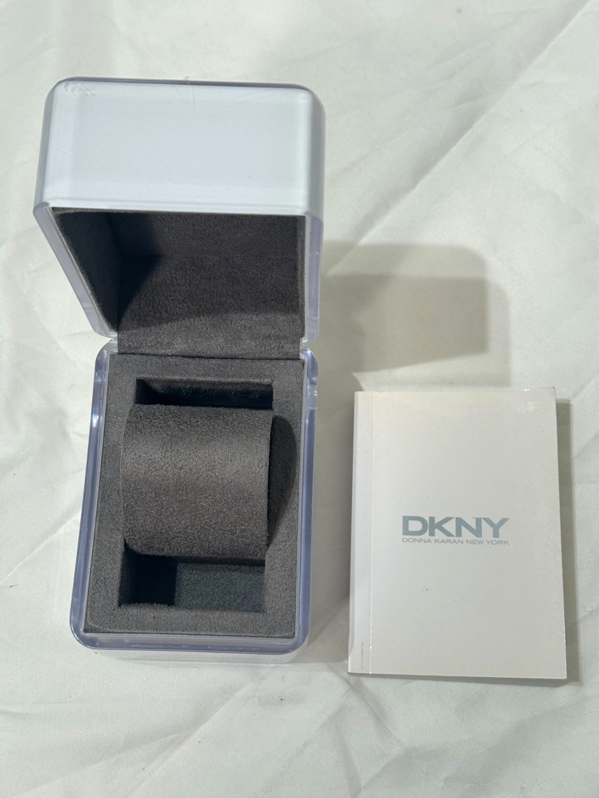 DKNY WATCH BOX HARD CASE INSTRUCTION BOOK IF048  BOOKLET LUCITE DONNA KARAN NY