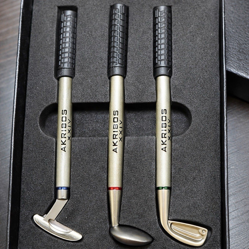 Akribos XXIV Golf Club Pen Set – 3 Piece Desk Gift Set w/ Original Box – Excelle