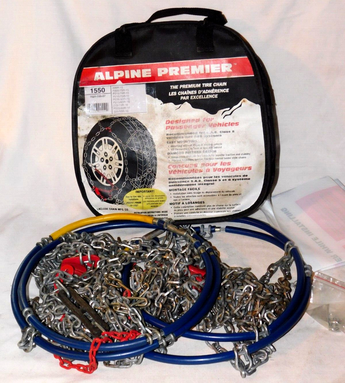 1550 Alpine Premier Diamond Pattern Tire Chains, 1 Pair - Used