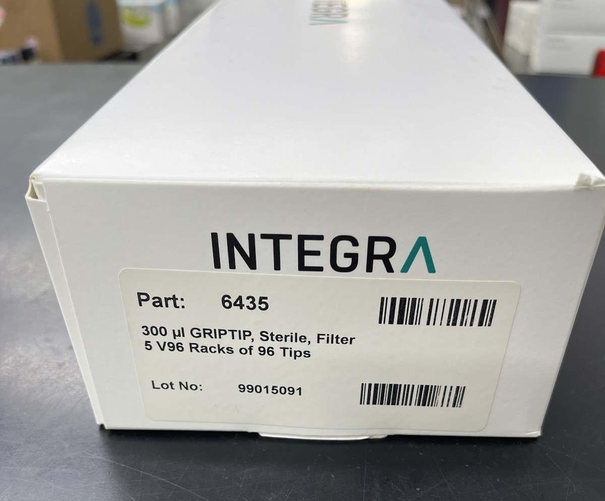 INTEGRA 6435 300 µl GRIPTIP Sterile Filter Micropipette Tips, 5x96