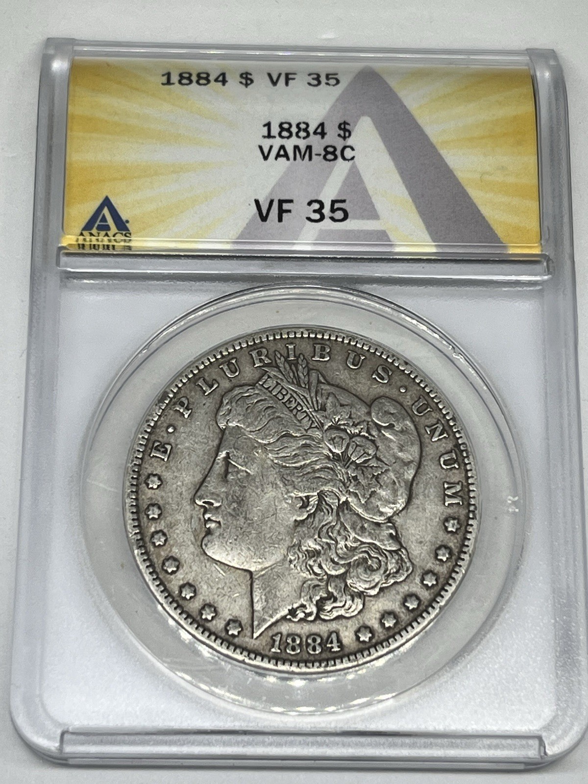 1884 Silver Morgan Dollar VAM-8C VF45 ANACS