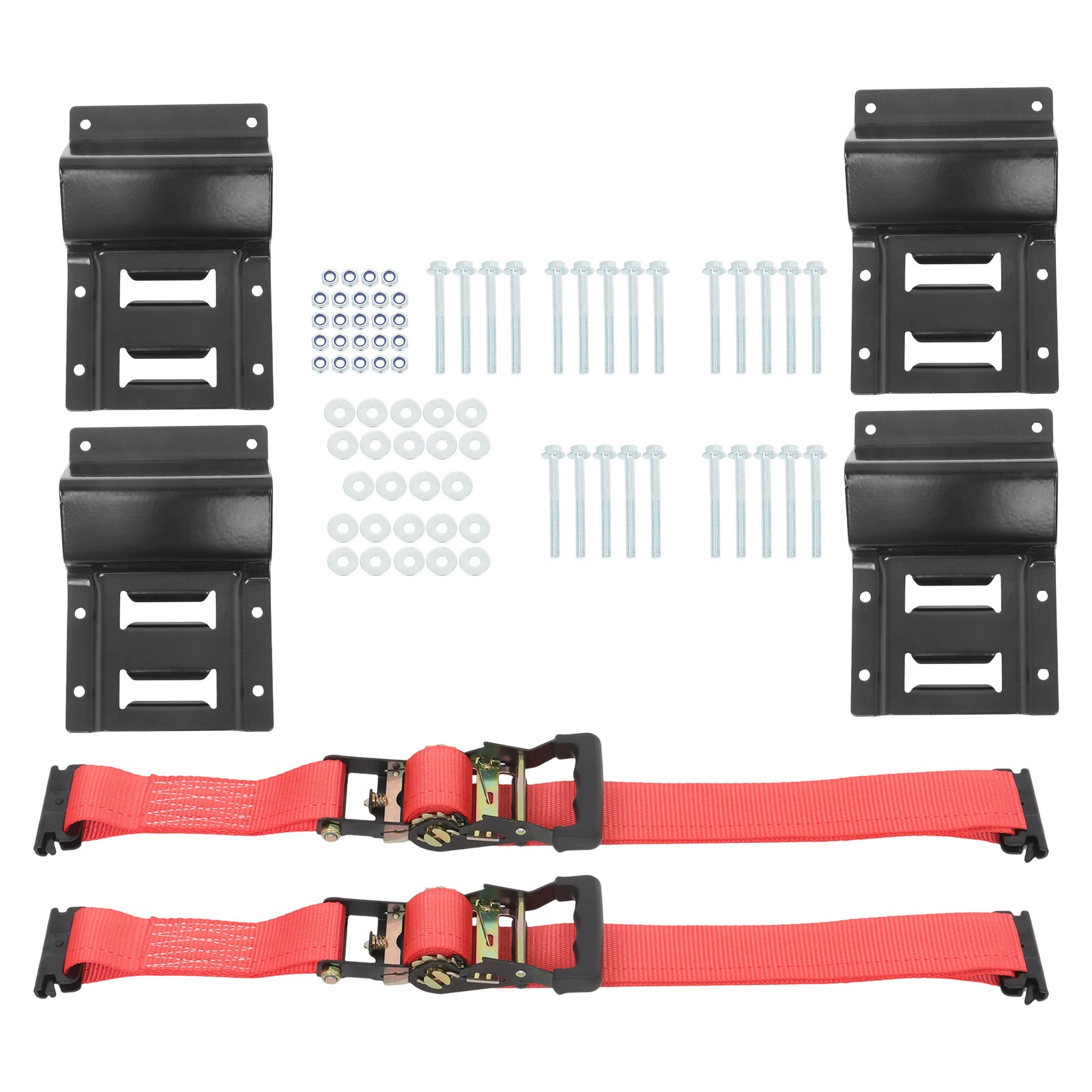 LABLT Secure Cargo E Track Wheel Chock System 6' Ratchet Tie Down Straps For UTV