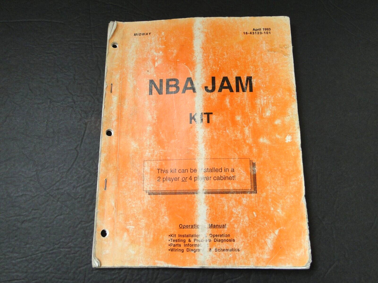 Vintage 1993 Midway: NBA Jam Arcade Kit Operations Manual