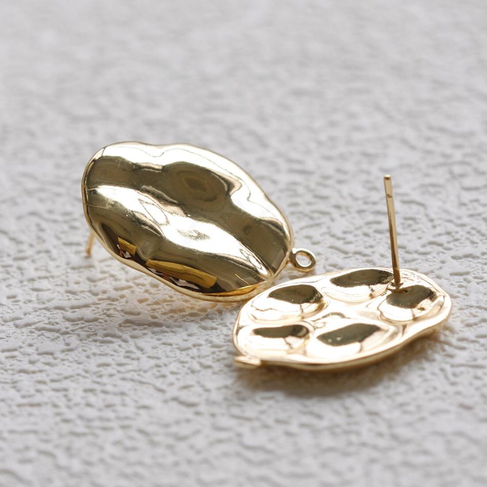 One Pair Solid Brass Earring Post with Sterling Silver Pin-Irregular (4901C-H)