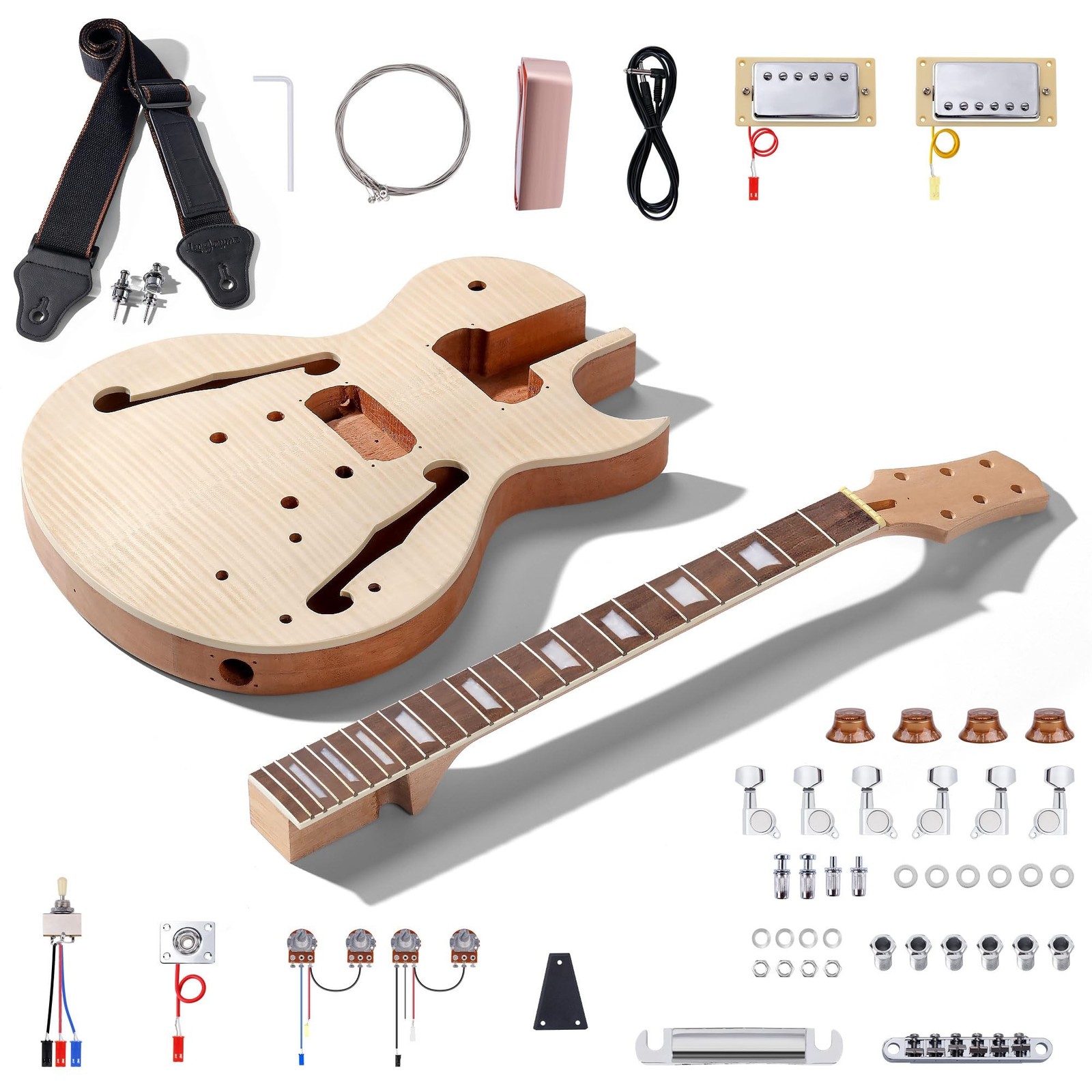 Leo Jaymz DIY Single Cut Electric Guitar Kits with Mahogany Body and Neck - R...