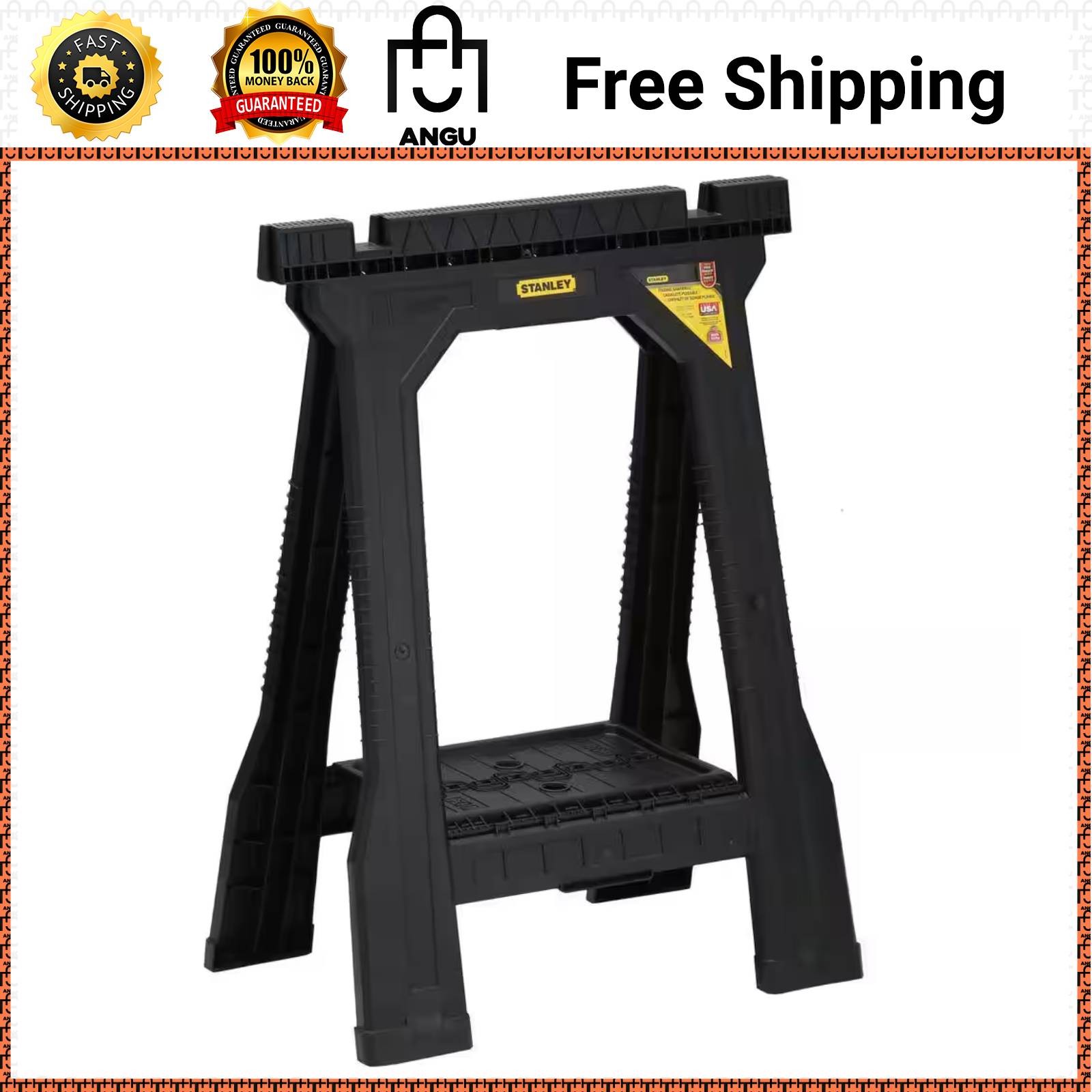 Stanley 32 in H x 4 in W Plastic Folding Sawhorse 2 Pack STST60952 Portable