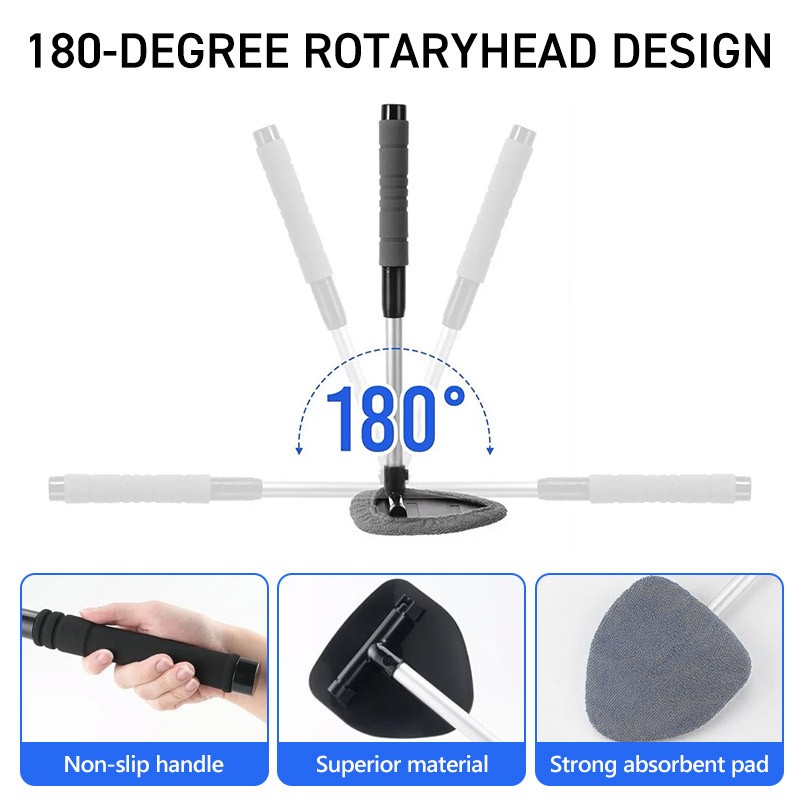 4 Pads Gray Extendable Car Windshield Cleaner Tool Window Glass Wiper Brush
