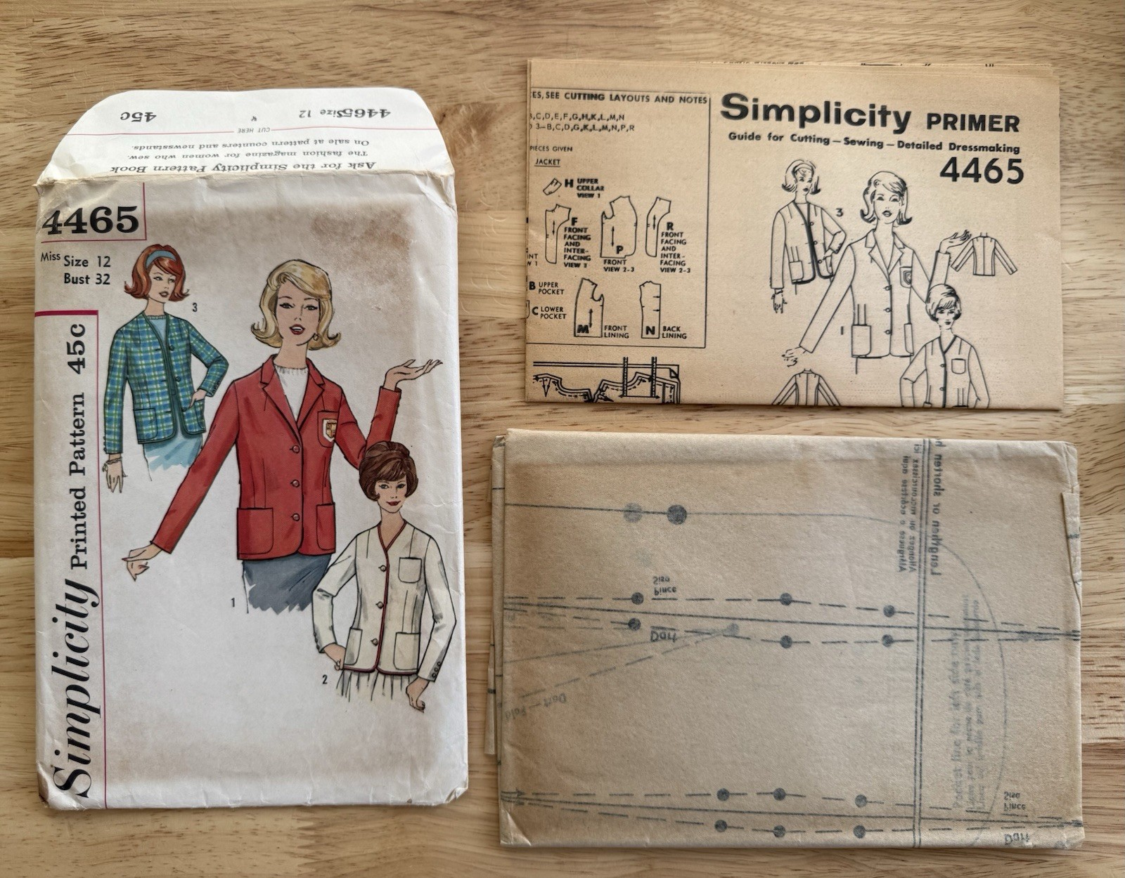 Simplicity Pattern 4465 Misses’ Blazer Jackets Size 12 Bust 32 Uncut FF