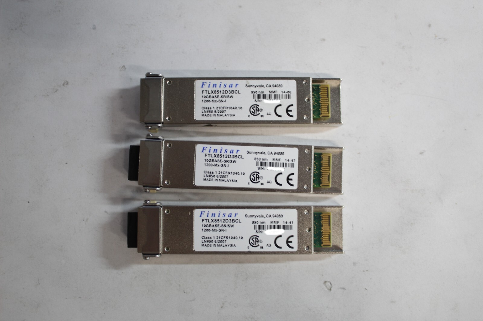 Lot of*3 Finisar FTLX8512D3BCL 1200-Mx-SN-I 10GBASE-SR/SW 850nm MMF Tranciever