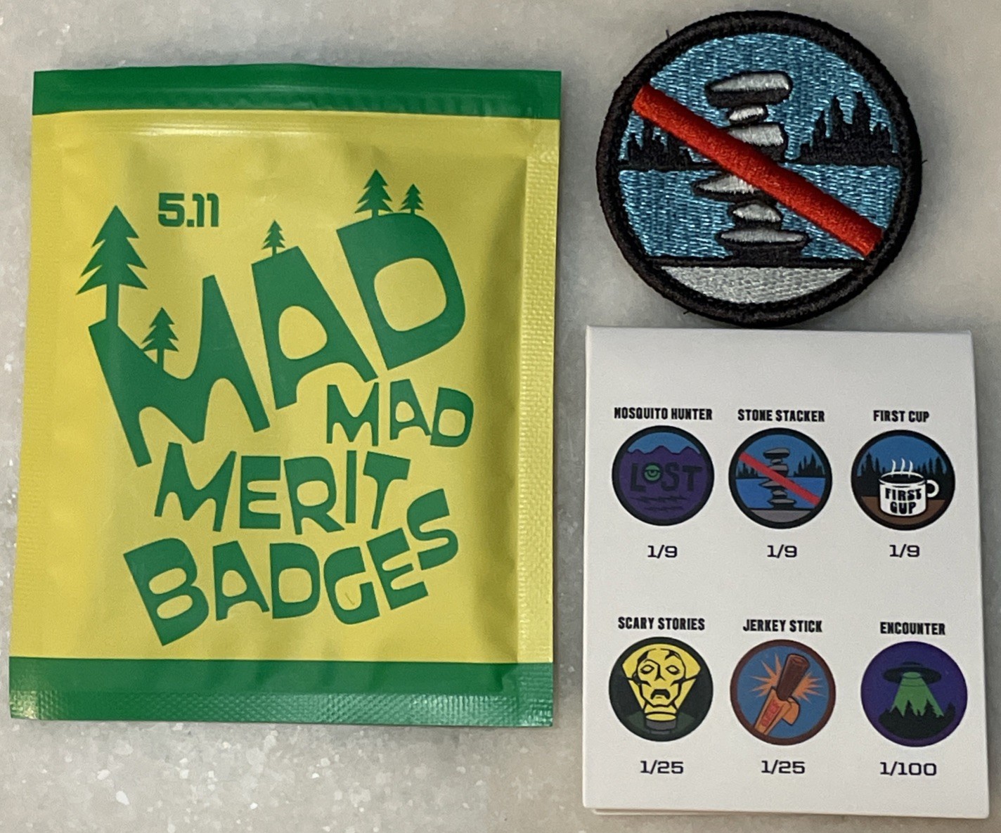 5.11 TACTICAL STONE STACKER MAD MAD MERIT BADGES BLIND PACK PATCH SEASON 1
