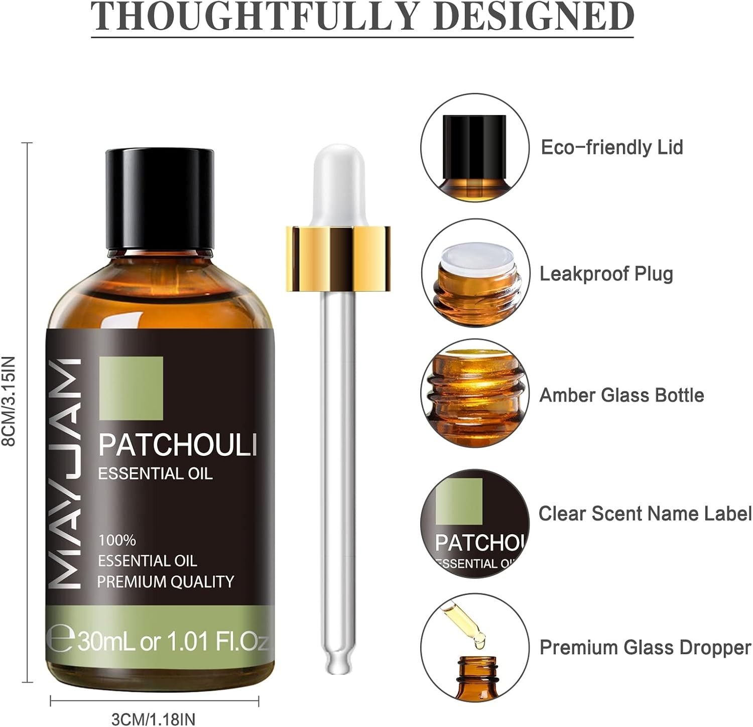 Versatile Patchouli Essential Oil 1.01FL.OZ - Perfect for Diffusers & DIY Crafts