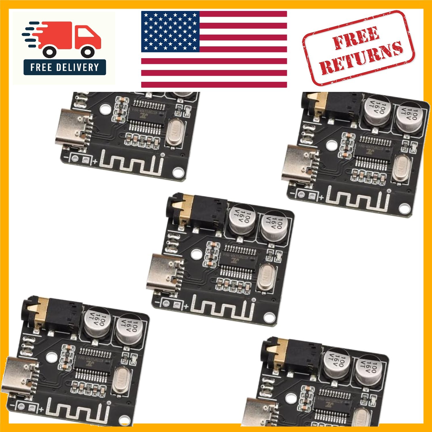 Multi-Pack 5PCS Type-C Bluetooth Audio Amplifier Module for DIY Audio Projects