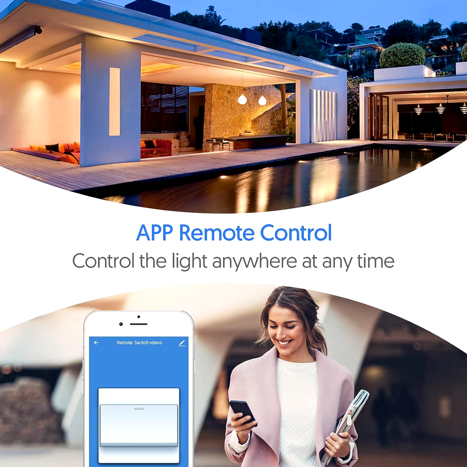 Smart WIFI In-Wall Switch For Alexa Google Home APP With Remote Control&Schedule