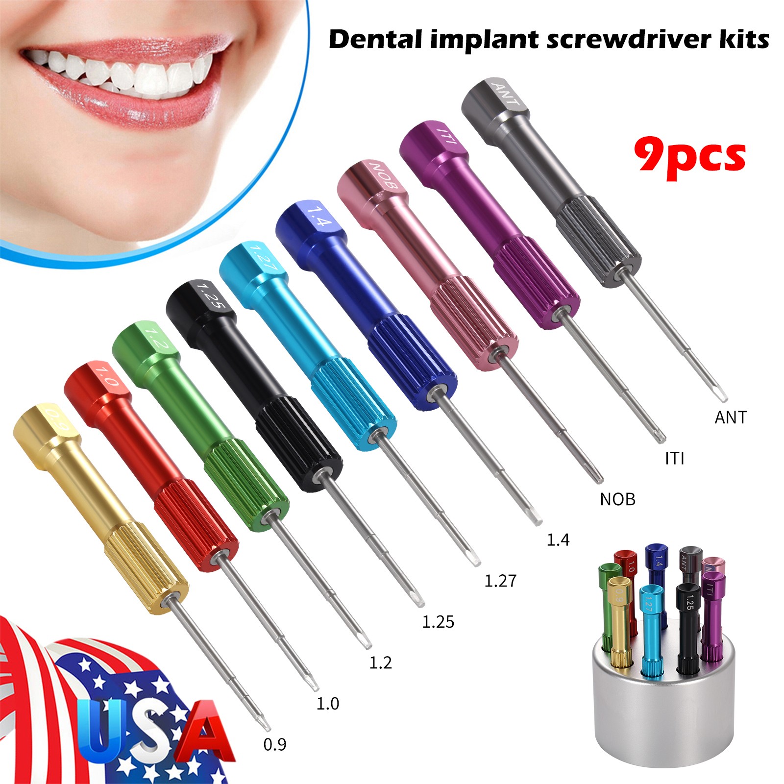 USA Compatible Dental Implant Screw Removal Kit Surgical Tool Set