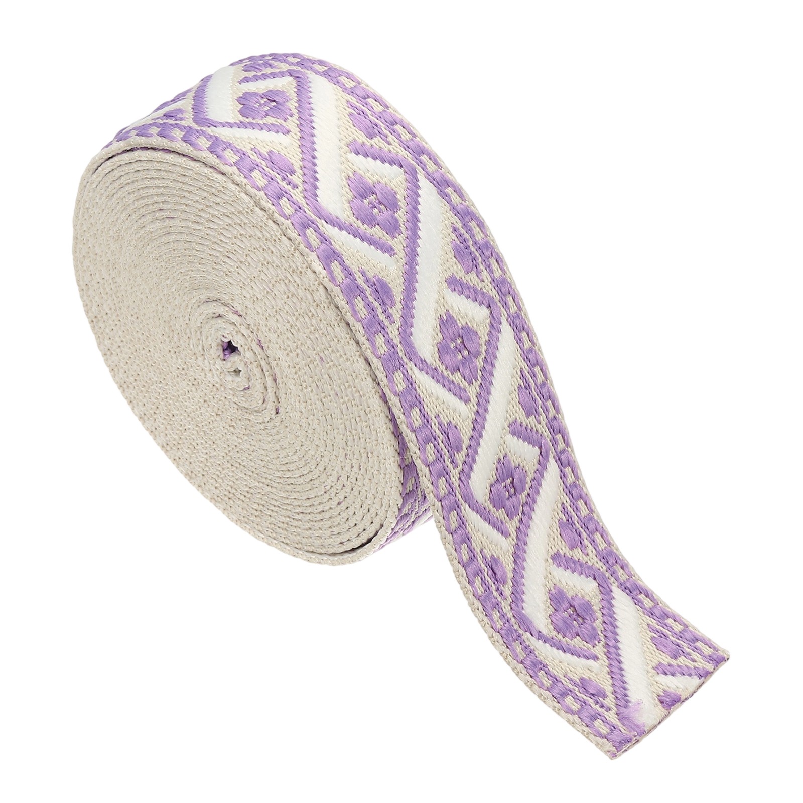 4.75 Yards Cotton Webbing Strap 38mm Jacquard Webbing Strap Khaki-Purple