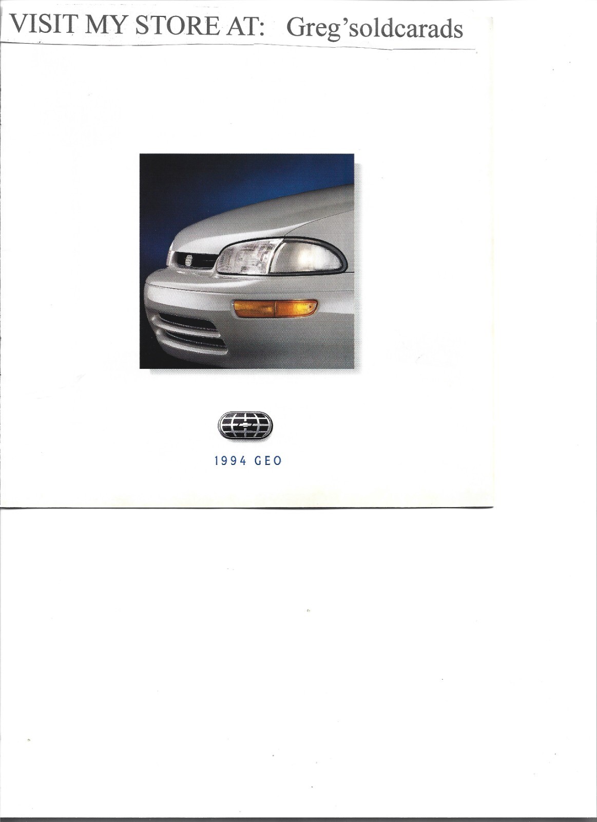 Original 1994 Geo  Metro, Prizm, and Tracker Sales Brochure, sold at Chevrole