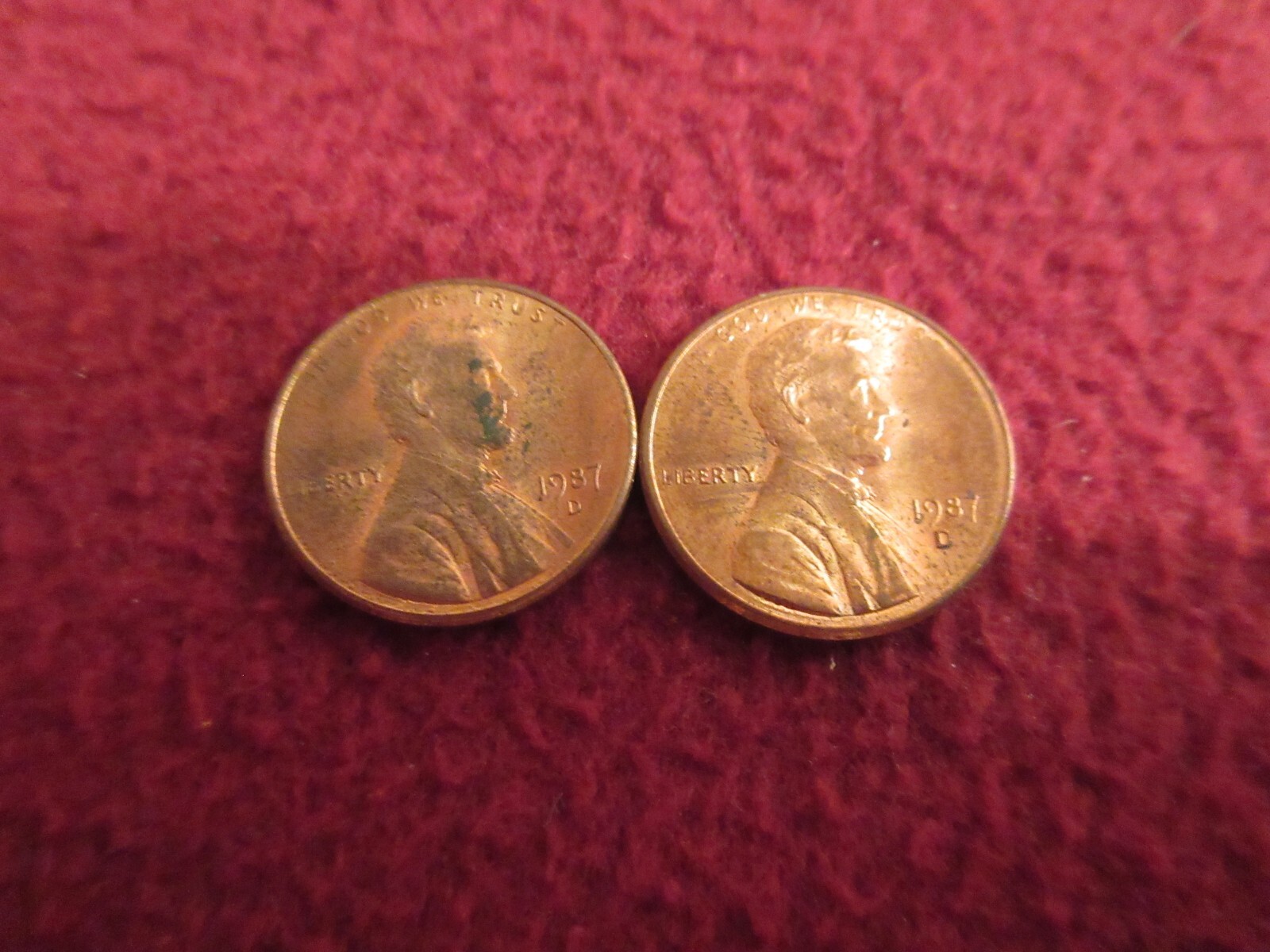 (2) 1987D LINCOLN CENTS 1987 LARGE D & 1987 SMALL D ERRORS ?