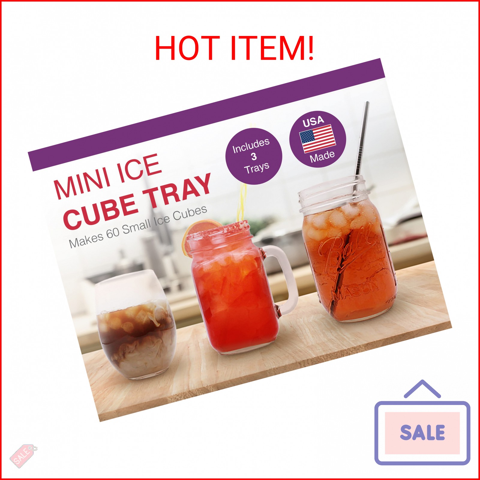 Arrow Mini Ice Cube Trays, 3pk - 60 Mini Spaces Per Tray - Easy to Use, Stackabl