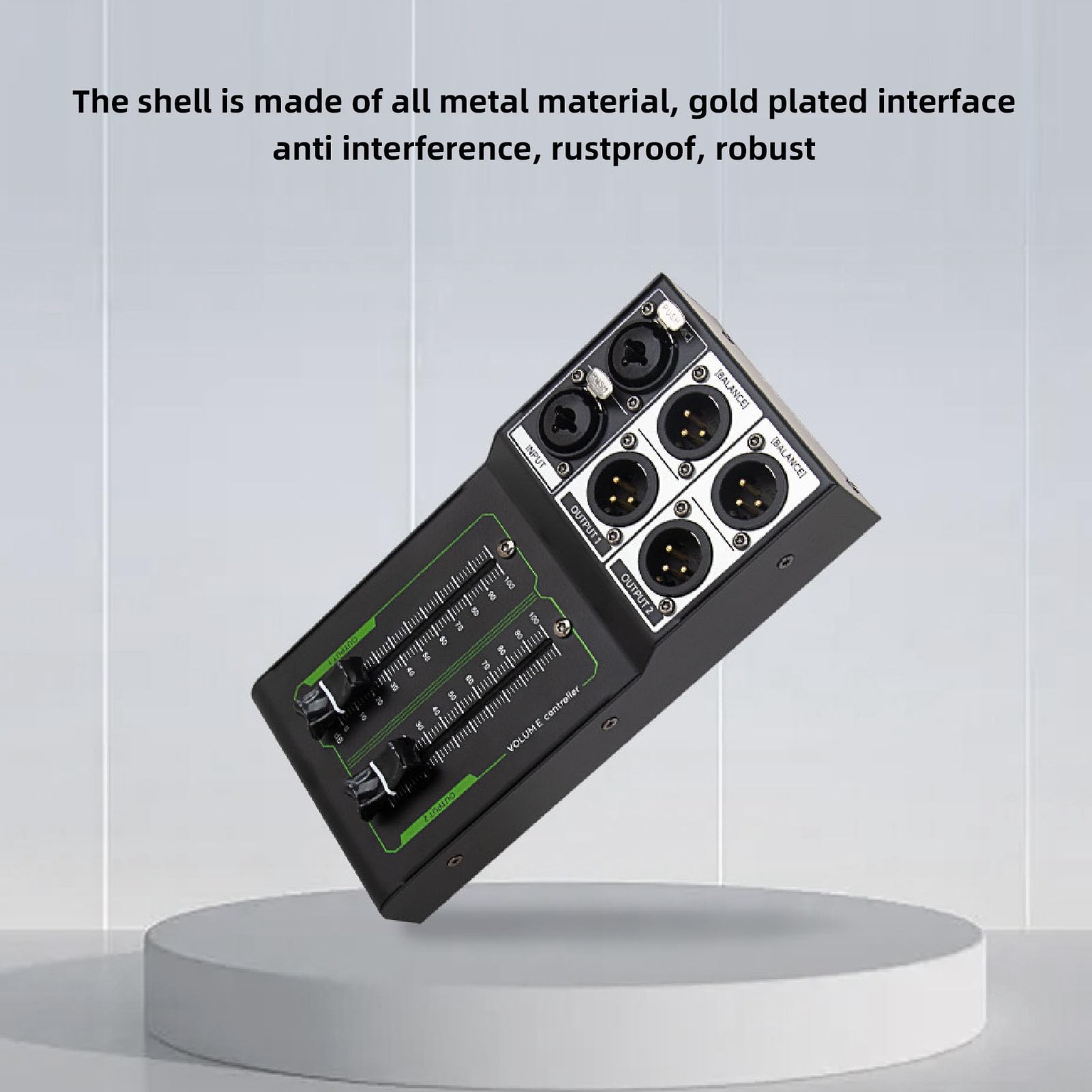 Passive Monitor Volume Controller, XLR 1 Input 2 Output Stereo black