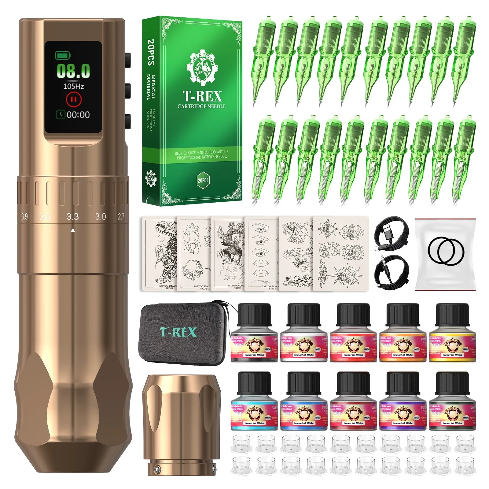 Tattoo Kit Complete Wireless Tattoo Machine 1600mAh Power Adjustable Tattoo Pen
