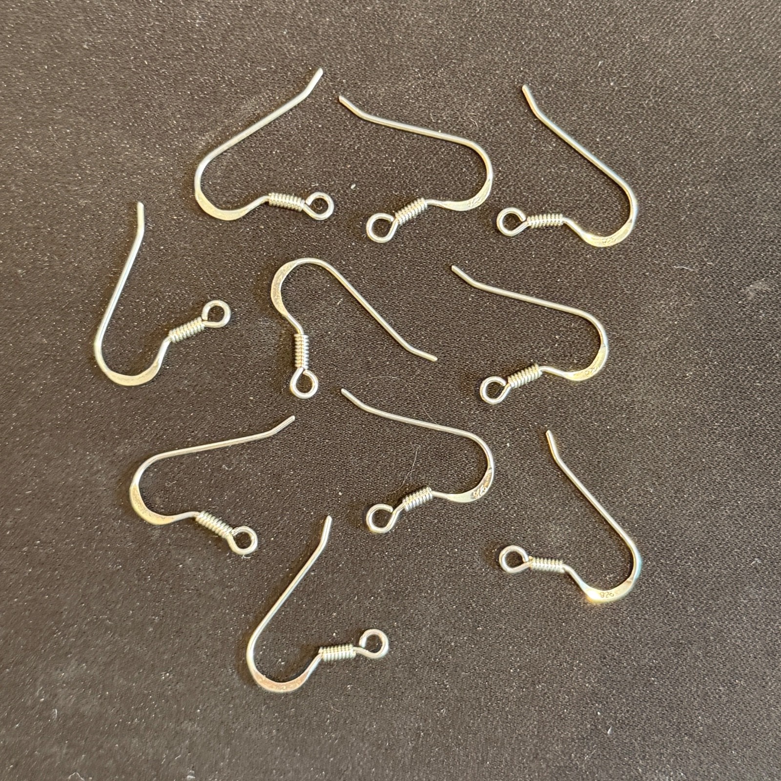 Sterling Silver Hammered Ear Wire w/ Loop & Coil, Qty 10 (5 Pr), 925, 21 gauge