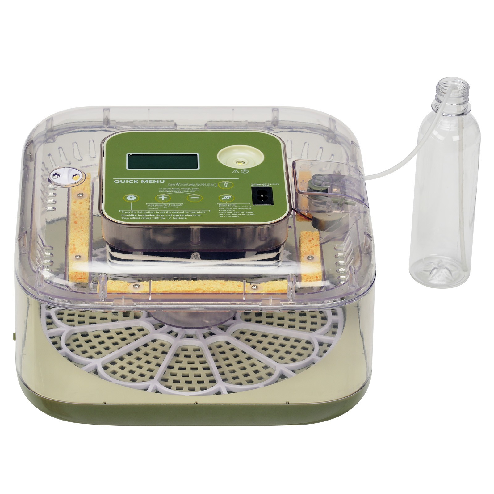 Egg Incubator Equipped w Water Bottle Fully Automatic 12 Egg Turning LCD Display
