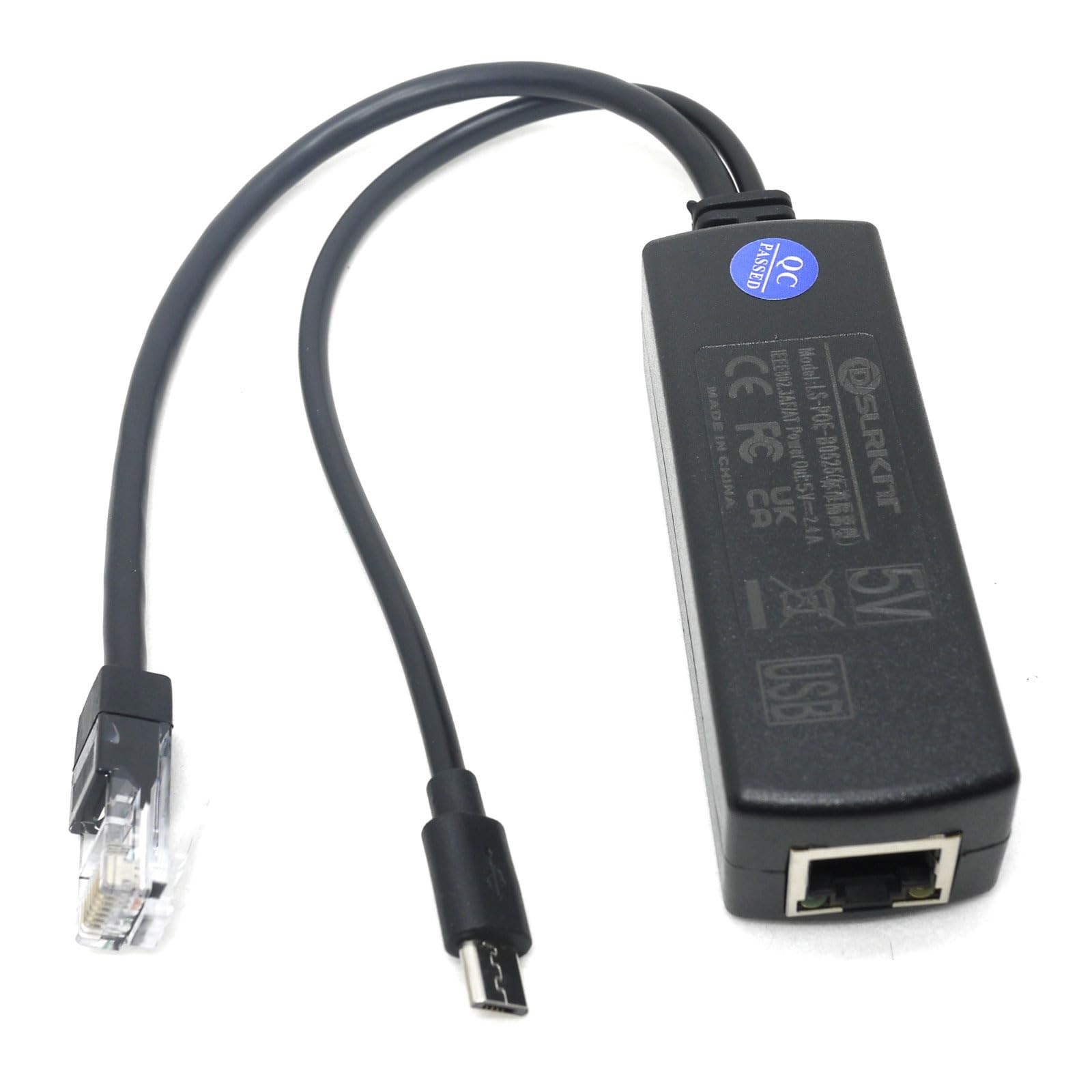 Active PoE Splitter Power Over Ethernet 48V to 5V 2.4A Micro USB Raspberry
