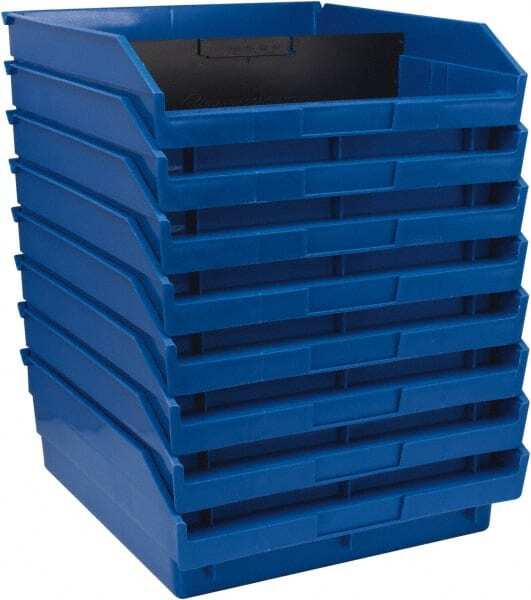8 Count Quantum Storage QSB109 Blue Shelf Bins, 11-1/8" x 11-5/8" x 4"
