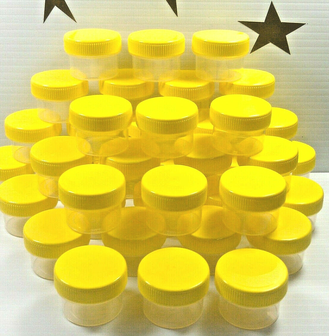 12 Plastic Jars 1tblsp   1/2oz  YELLOW Screw Caps Container Beads Lip Balm #3803