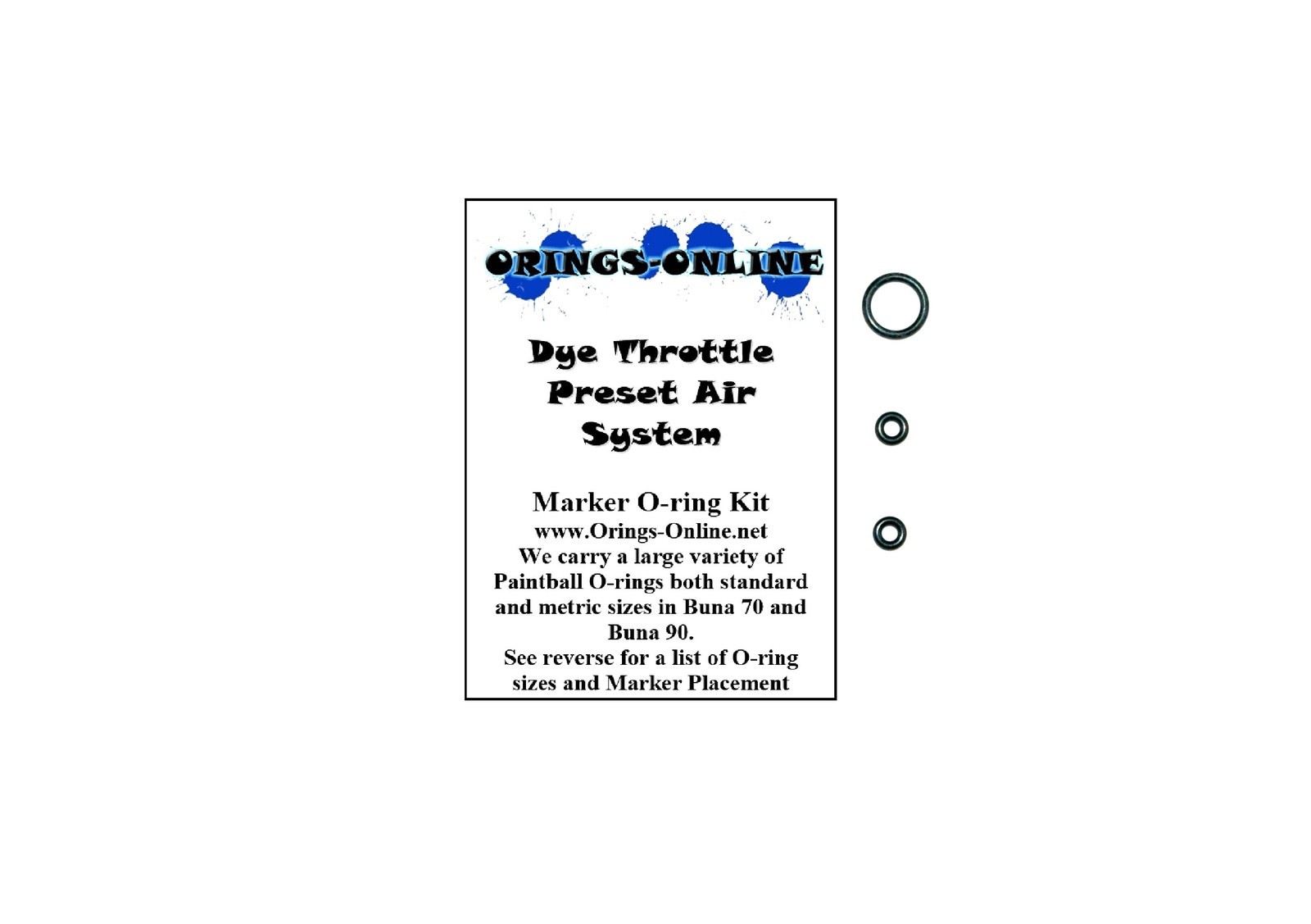 Dye Throttle Preset Air System Paintball RegulatorO-ring Oring Kit x 4 rebuilds