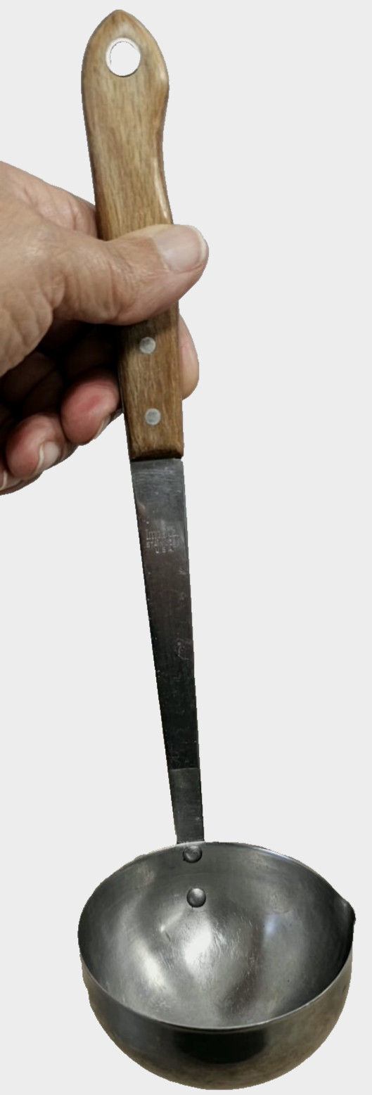 Vintage Imperial Stainless Steel Ladle Wood Handle 11" Triple Rivet USA Utensil!