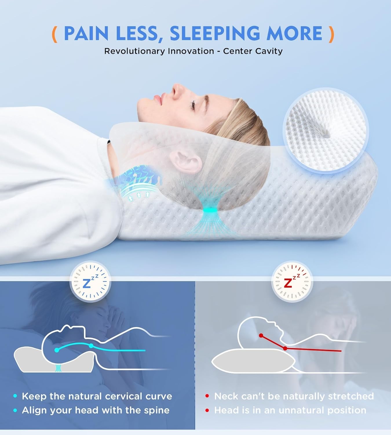 Adjustable Cervical Pillow for Side Back Sleepers